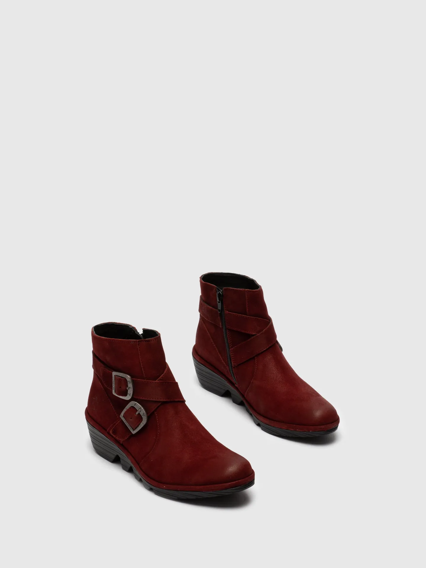 Red Buckle Ankle Boots
