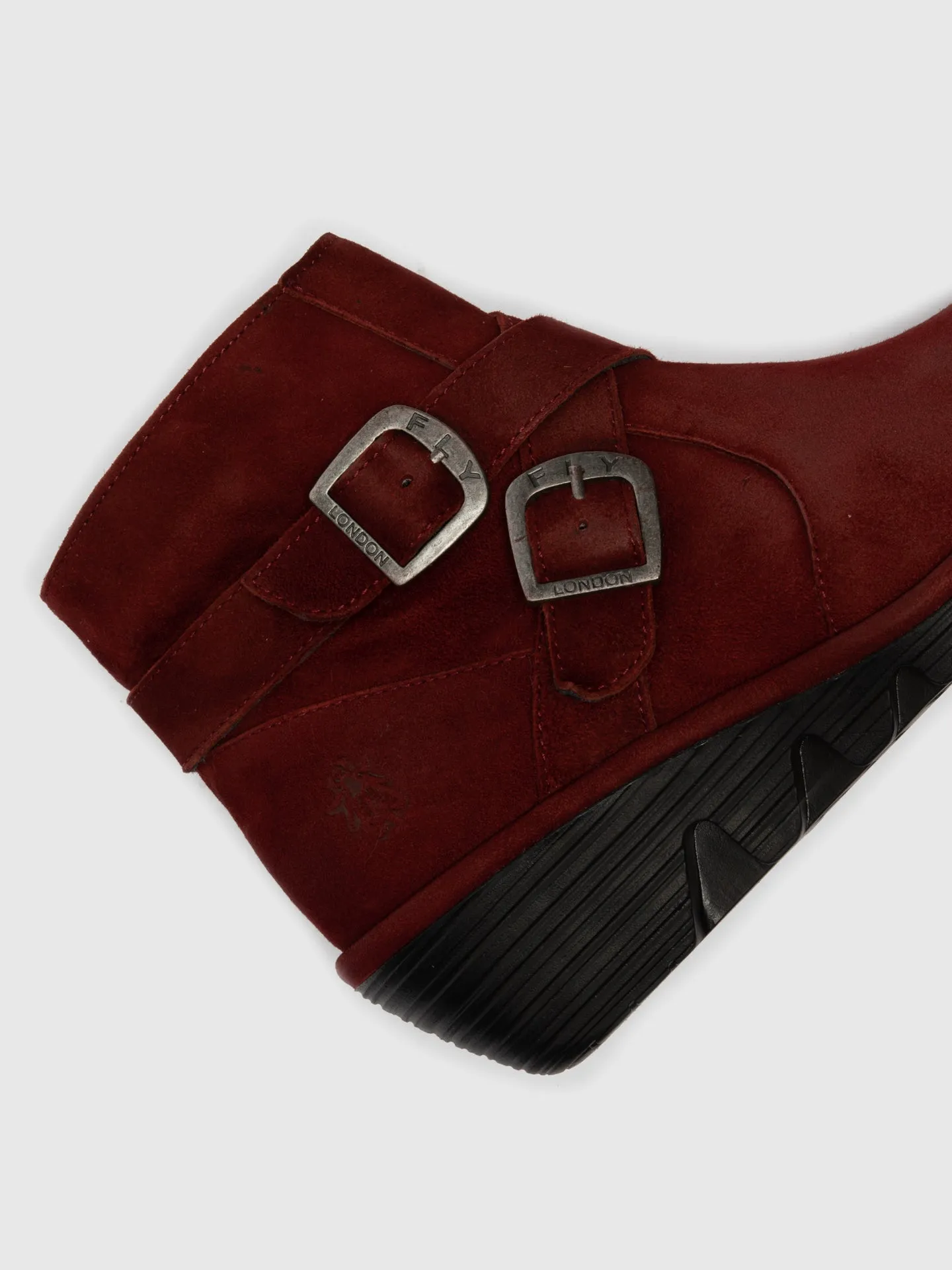 Red Buckle Ankle Boots