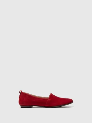 Red Round Toe Ballerinas
