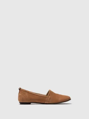 Tan Round Toe Ballerinas