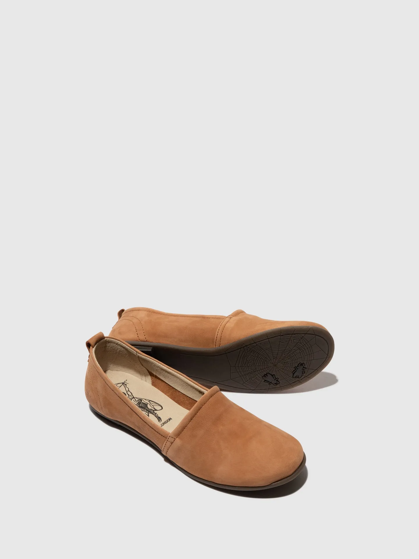 Tan Round Toe Ballerinas