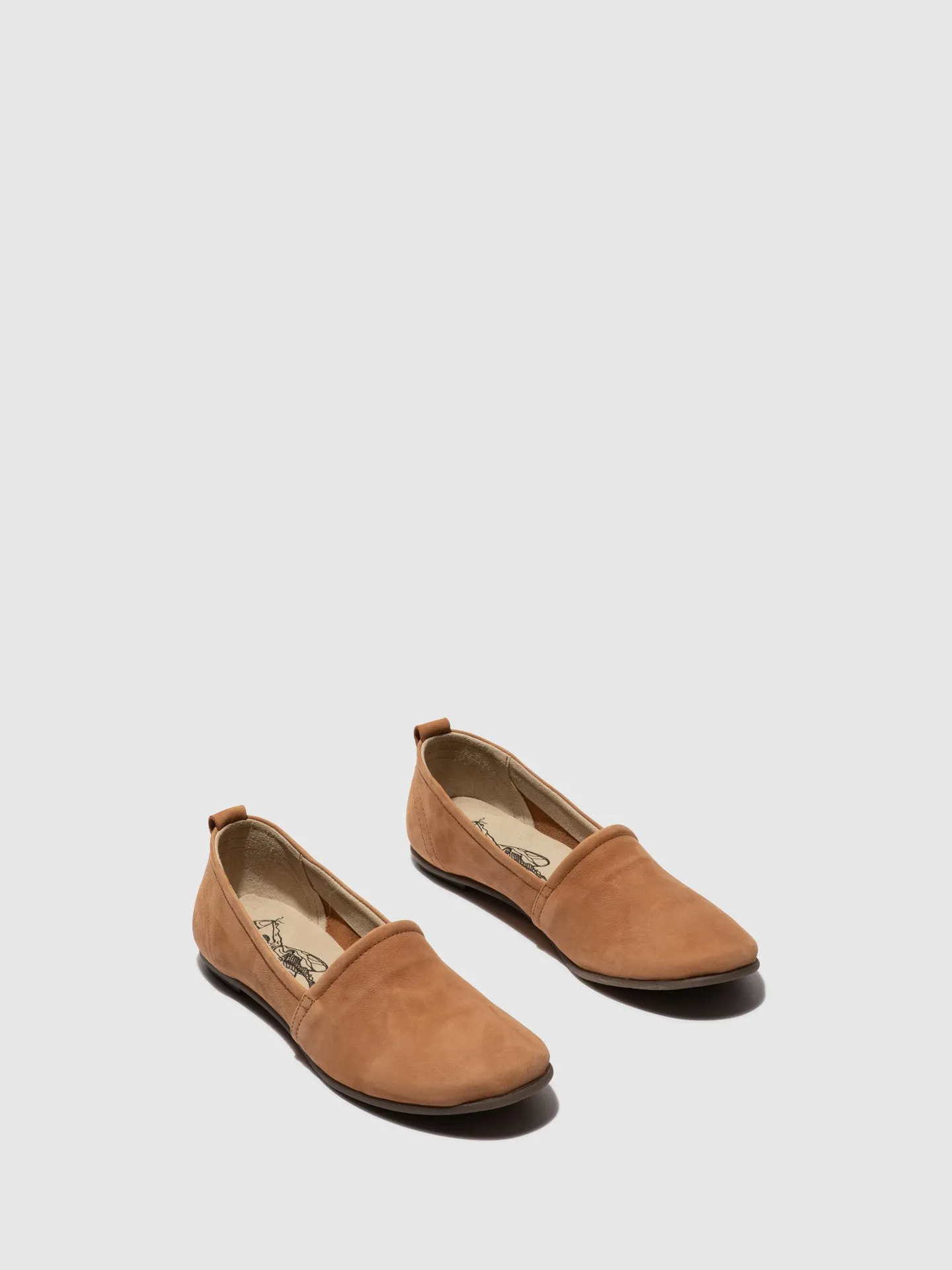 Tan Round Toe Ballerinas