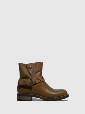 Taupe Buckle Ankle Boots