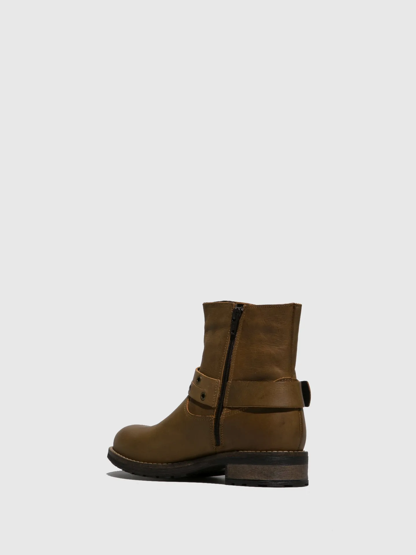 Taupe Buckle Ankle Boots
