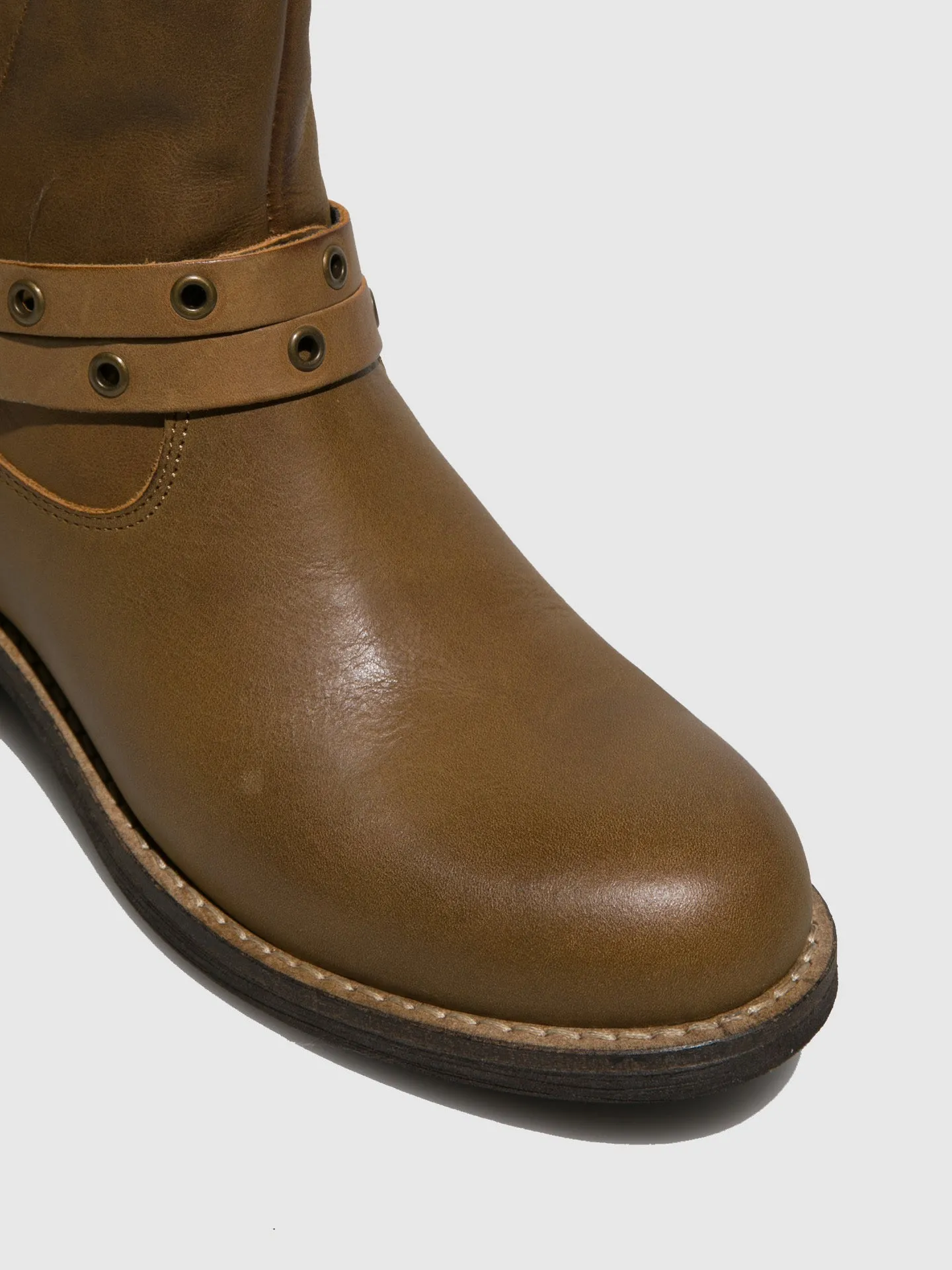 Taupe Buckle Ankle Boots