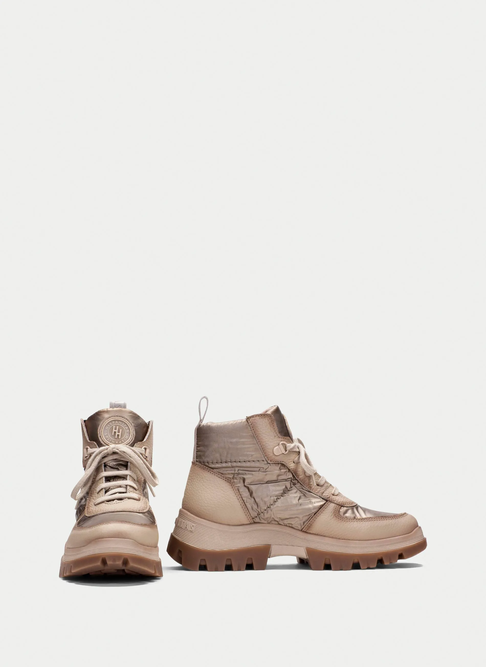 Taupe Lace-up Ankle Boots