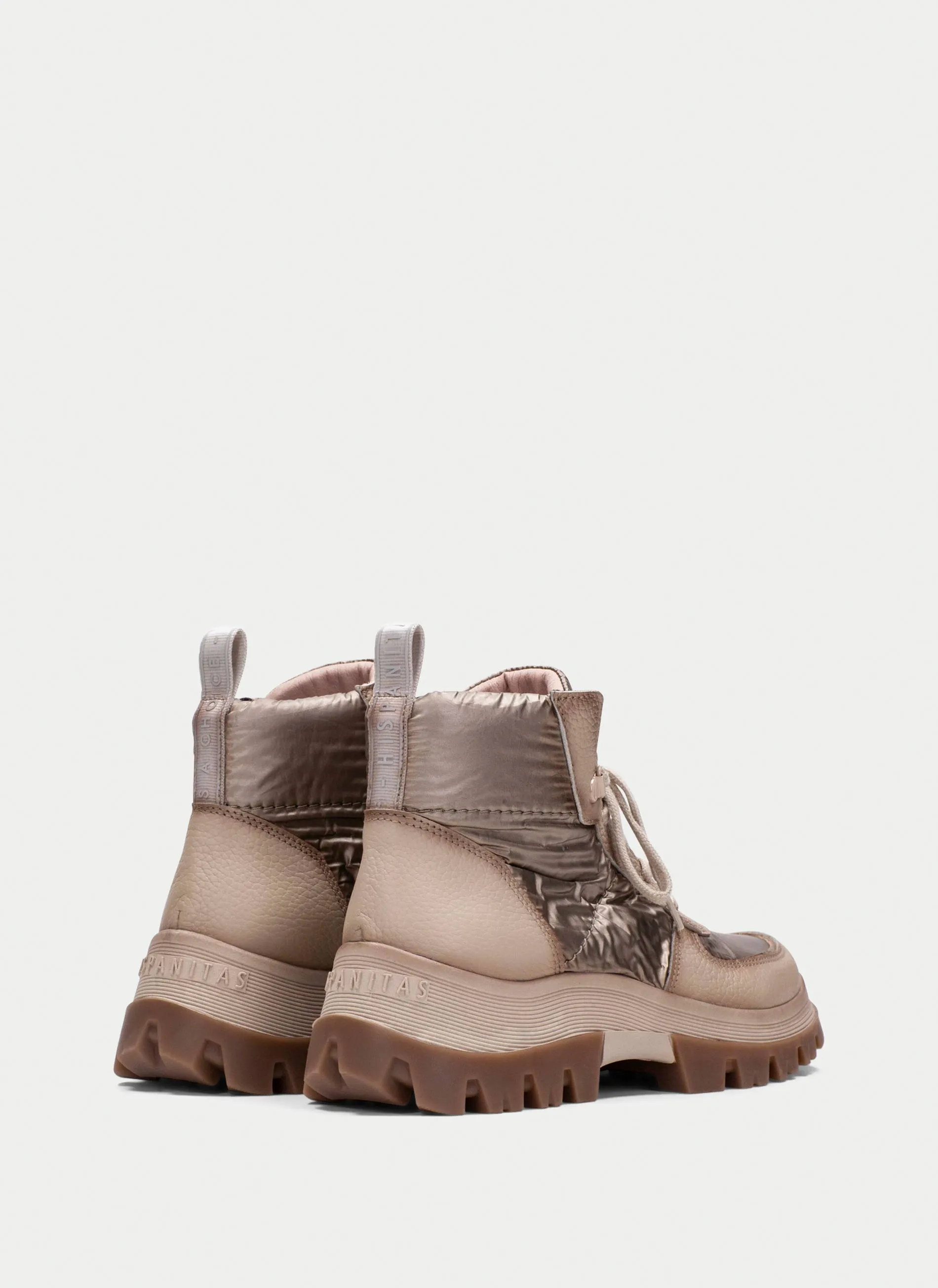 Taupe Lace-up Ankle Boots