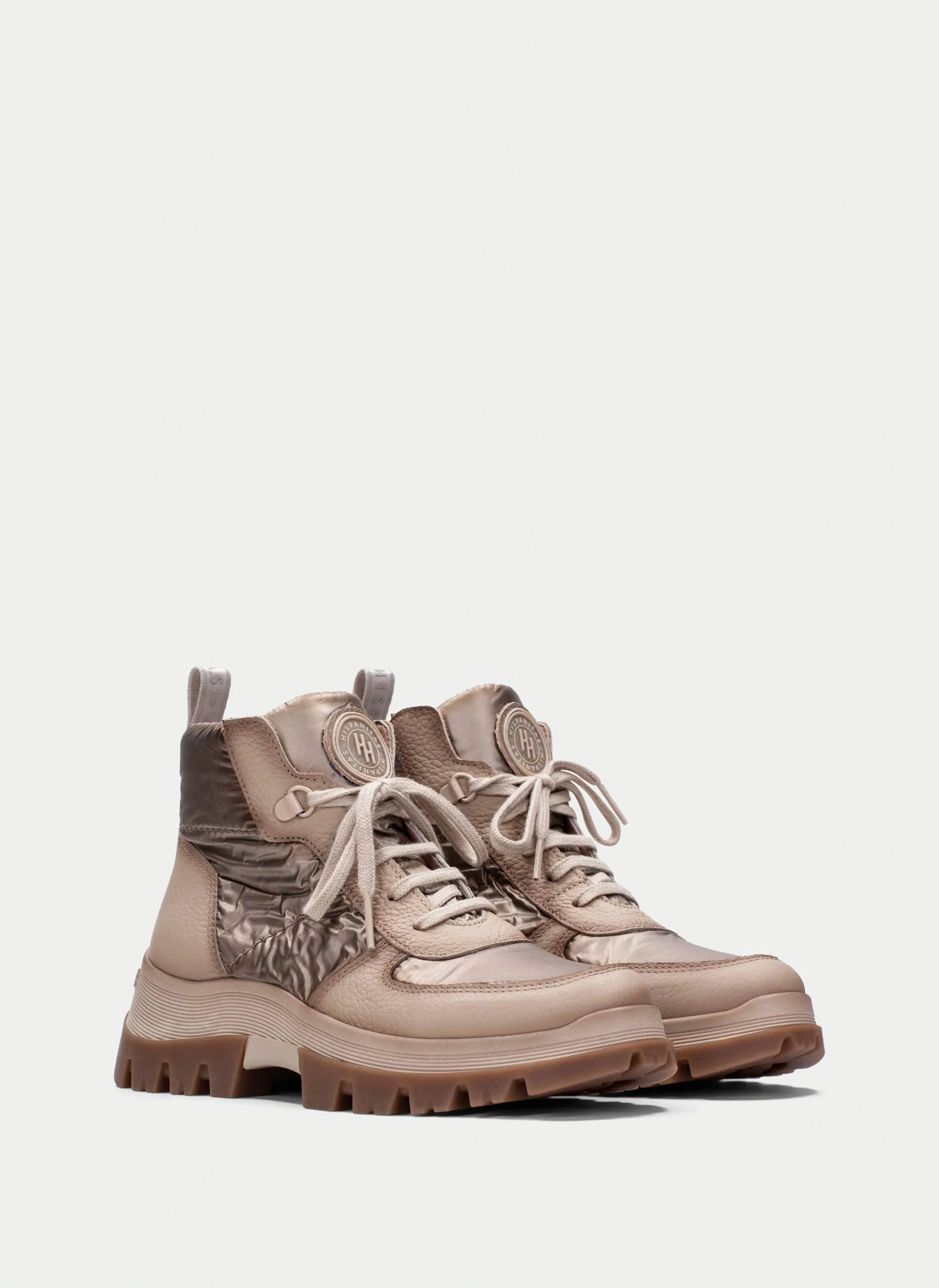 Taupe Lace-up Ankle Boots