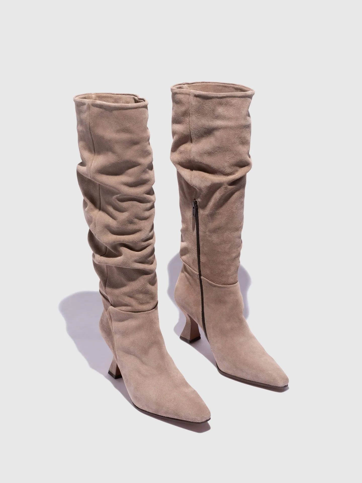 Taupe Zip Up Boots