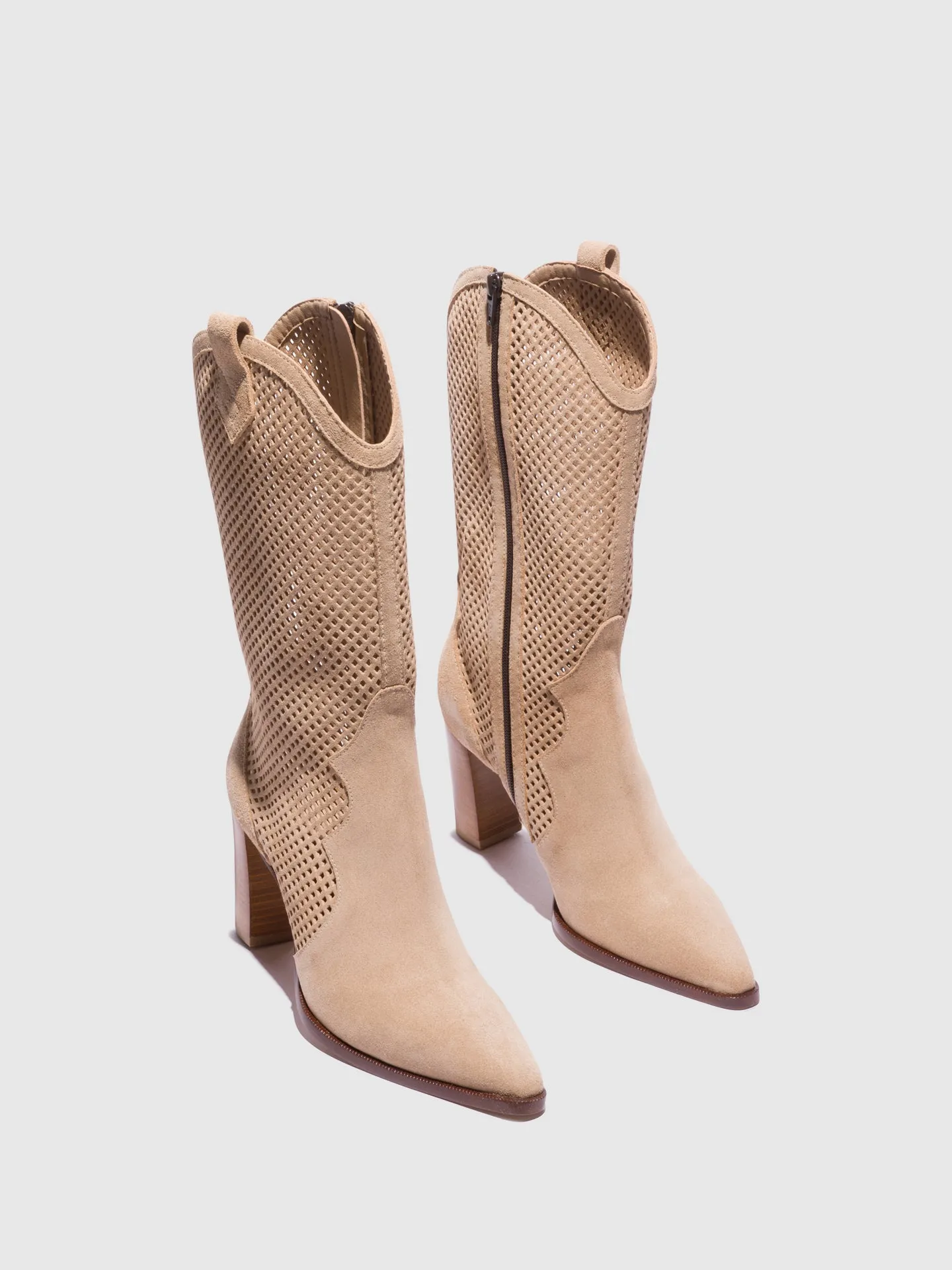 Taupe Zip Up Boots