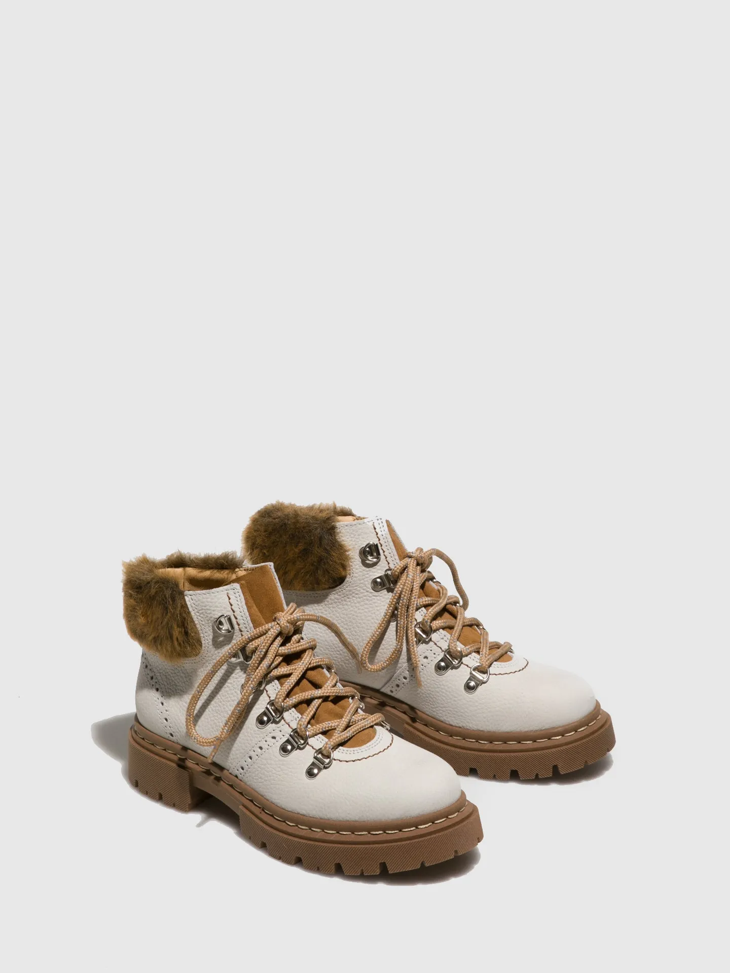 White Lace-up Ankle Boots