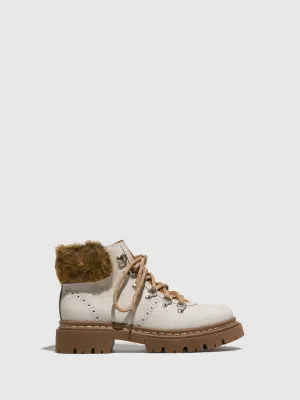 White Lace-up Ankle Boots