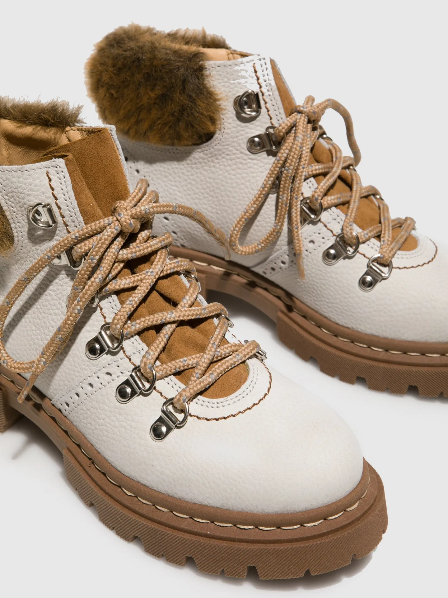 White Lace-up Ankle Boots