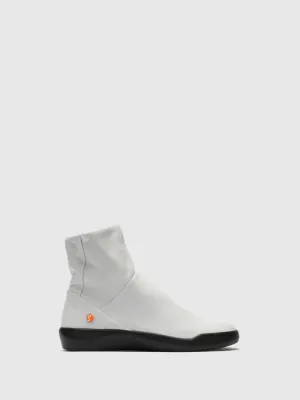 White Zip Up Ankle Boots