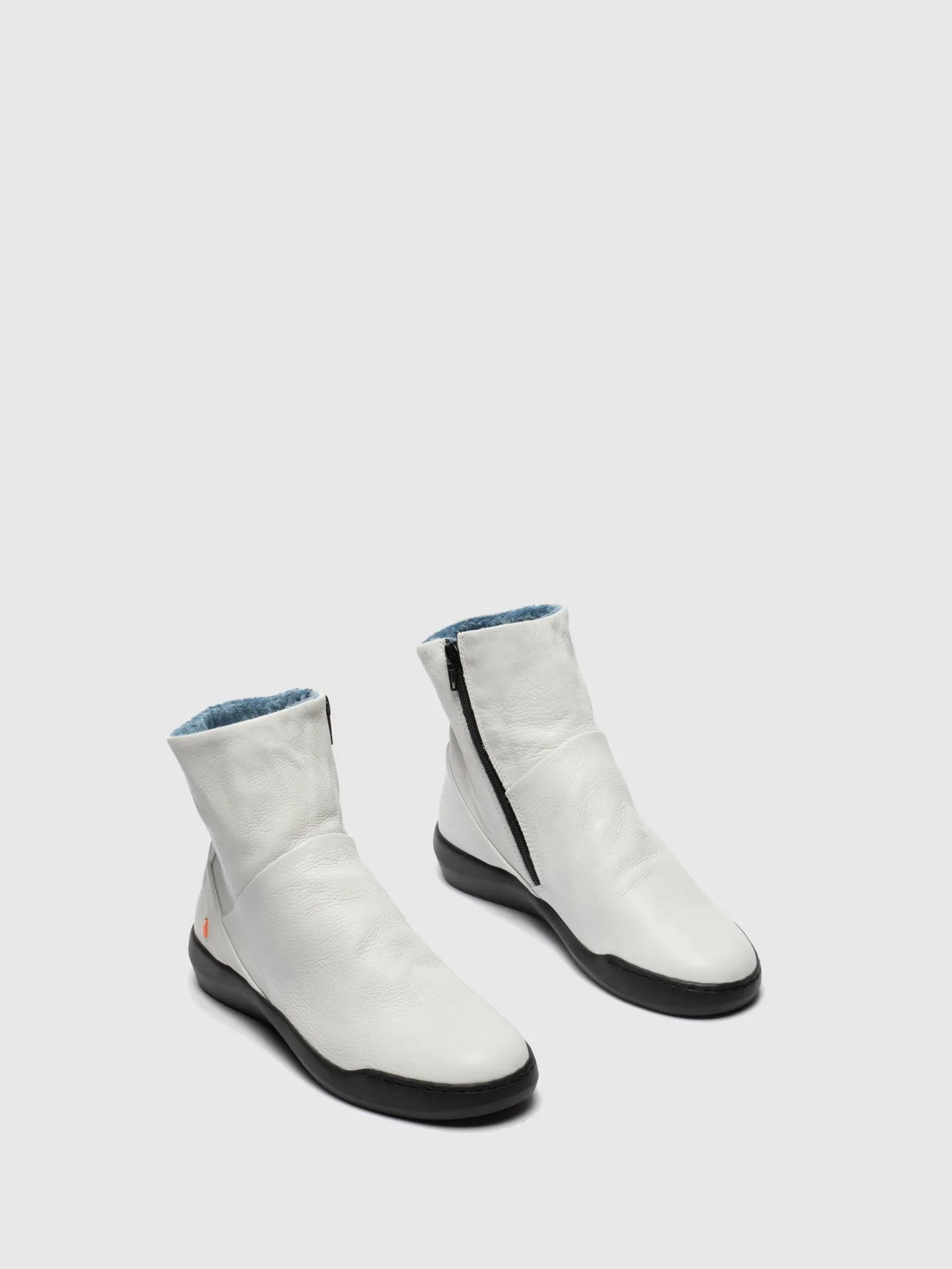 White Zip Up Ankle Boots