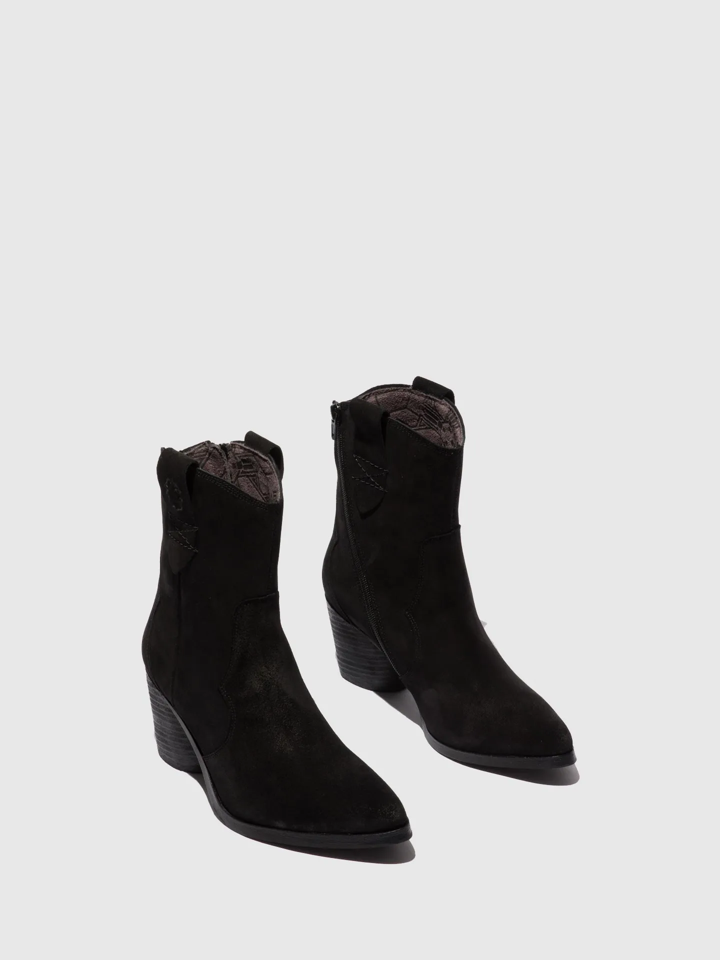 Zip Up Ankle Boots ALBA825FLY SUEDE BLACK