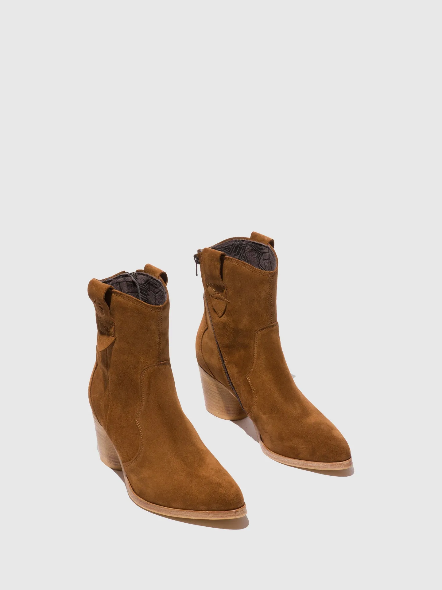 Zip Up Ankle Boots ALBA825FLY SUEDE COGNAC