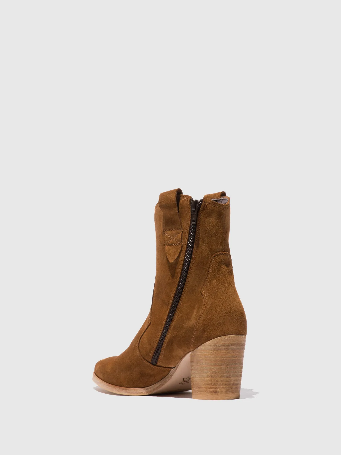 Zip Up Ankle Boots ALBA825FLY SUEDE COGNAC