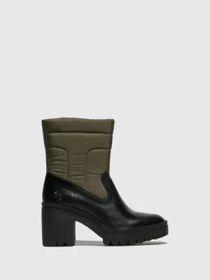 Zip Up Ankle Boots TYKE661FLY RUG/NYLON BLACK/KHAKI